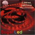 Tira LED 5 mts Flexible 24W 300 Led SMD 3528 IP54 Rojo Alta Luminosidad